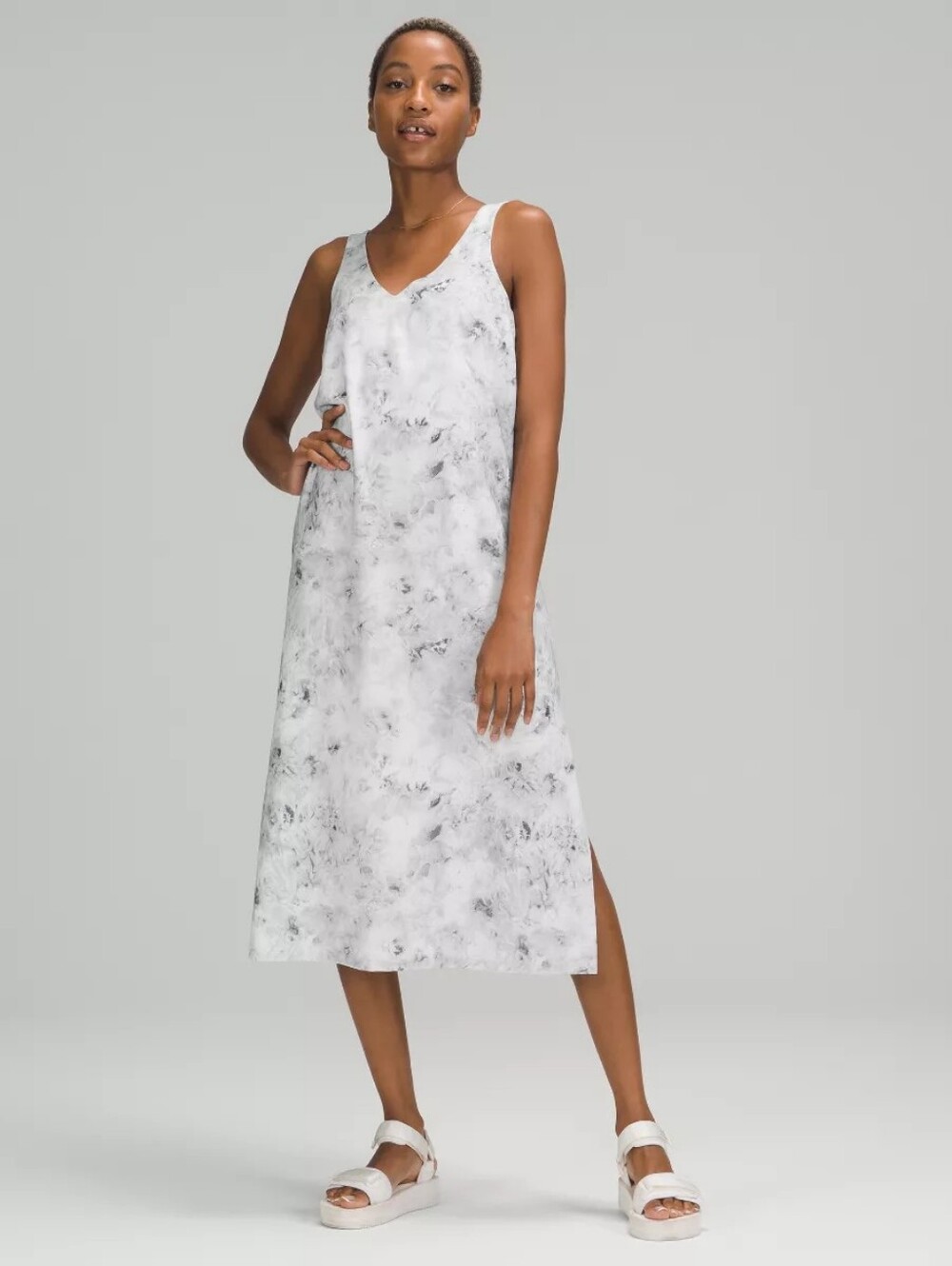 Lululemon V-Neck Midi Dress in Aquila Rhino Grey Multi